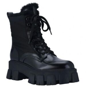 New Marc Fisher Happier Faux Fur Lug Sole Combat Boots - Sz 5.5